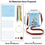 Daisy Pattern Embroidery Starter Crossbody Bag Making Kit, Including Plastic Embroidery Hoop, Fabric, Polyester Threads, Alloy Snap Button, Needles, Bag Strap, Mixed Color, Thread: 1mm