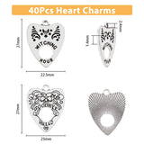 40Pcs 2 Style Tibetan Style Alloy Pendants, Heart with Word, Platinum, 27.5x22.5~23x1.4mm, Hole: 2.4mm, 20pcs/style