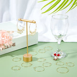 30Pcs 3 Style Brass Wine Glass Charms Rings, Hoop Earring Findings, with 50Pcs Plastic Ear Nuts, for Basketball Wives Hoop Earrings, Nickel Free, Golden, 29~37x25~35x0.7mm, 21 Gauge, 10pcs/style