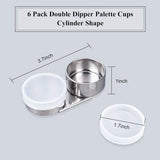 Stainless Steel Oil Painting Cup, Double/Single Dipper Palettes Container Cup, for Drawing, with Plastic Lid, Stainless Steel Color, 9.6x4.35x2.6cm, Inner Diameter: 3.65cm