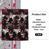 Polyester Flower Embroidered Lace Fabric, for DIY Clothing Accessories, Black, 53-1/8 inch(1350mm), 2 yards/pc