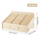 24-Grid Wooden Cell Phone Storage Box, Mobile Phone Holder, Desktop Organizer Storage Box for Classroom Office, Beige, Finished Product: 320x200x180mm