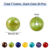 140Pcs 7 Colors Natural & Synthetic Gemstone Beads, Round, Mixed Color, 8mm, Hole: 1mm, 20pcs/color