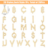 26Pcs 26 Styles Rack Plating Brass Connector Charms, Real 18K Gold Plated, Long-Lasting Plated, Cadmium Free & Nickel Free & Lead Free, Letter Links, Letter A~Z, Letter A~Z, 12~14x9.5~12.5x1.5mm, Hole: 1mm, 1pc/style
