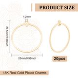 Brass Links Connectors, Ring, Real 18K Gold Plated, 27.5x25x1mm, Hole: 1.2mm, 20pcs/box