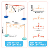 4 Sets 4 Style Plastic Doll Clothes Drying Laundry Rack Set, including Clothes Hangers and Base, Bar, for Doll Clothing Outfits Hanging, Mixed Color, 35~232x49~69.5x3.5~140mm, 1 set/style