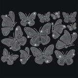 Glass Hotfix Rhinestone, Iron on Appliques, Costume Accessories, for Clothes, Bags, Pants, Butterfly Pattern, 297x210mm