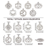 Tibetan Style Alloy Pendants, Chakra, Cadmium Free & Lead Free, Antique Silver, 17~30x17.5~23x1.5~2mm, Hole: 1.8~2.5mm, 42pcs/box