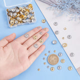 240Pcs 4 Style 304 Stainless Steel Bead Caps, Multi-Petal, Real Gold Plated & Stainless Steel Color, 6~10x1~2.5mm, Hole: 1.2mm, 60pcs/style