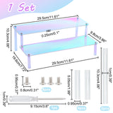 2-Tier Acrylic Organizer Display Riser Rack, Minifigure Display Holder for Doll, Toys, Cosmetic, Collectibles Showing, Colorful, Finish Product: 29.5x19.6x10.3cm
