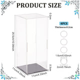 Rectangle Transparent Acrylic Minifigures Display Boxes with Black Base, for Models, Building Blocks, Doll Display Holders, Clear, 11x11x25.5cm