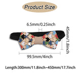 Puzzle Pattern Adjustable Wood Bow Ties, with Polyester Band, Colorful, 300~450x10mm
