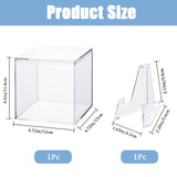 Square Plastic Storage Presentation Box, with Triangle Acrylic Coin Display Easel Holder, Small Rack for Coin Collection, Clear, Square: 12x12x11.4cm, Triangle: 5.6x4.2x5.4cm