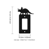 Iron Light Switch Decorations, with Screws, Rectangle with Dinosaur, Black, 16.1x10.2cm