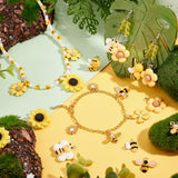 40Pcs 10 Style Alloy Enamel & Resin Pendants, Bee & Flower, Yellow, 14~25x12~22.5x2~10mm, Hole: 1~4mm, 4pcs/style