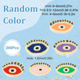 200Pcs Handmade Polymer Clay Beads, Eye, Mixed Color, 6~8x9.5~12x4~5mm, Hole: 1.6mm