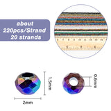 20 Strands 20 Colors Electroplate Glass Beads Strands, Full Plated, Faceted, Rondelle, Mixed Color, 2x1.5mm, Hole: 0.6mm, about 220pcs/Strand, 14.57~14.76 inch(37~37.5cm), 1strand/color