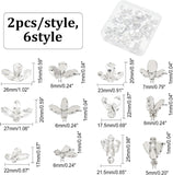 12Pcs 6 Style Sew on Rhinestone, Glass Cabochons(Hot Melt Adhesive On The Back), with Iron Prong Settings, Garments Accessories, Mixed Shapes, Crystal, 15x26x6mm, Hole: 1mm, 2pcs/style