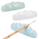 3Pcs 3 Colors Mountain Shaped Porcelain Brush Holder, for Calligraphy Lovers, Mixed Color, 2.6x10.45x3.6cm