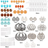 DIY Dangle Earring Making Kits, Including Tibetan Style Alloy Pendants & Pendant Cabochon Settings, 304 Stainless Steel Pendants, Gemstone Beads, Brass Earring Hooks, Iron Eye Pin, Antique Silver & Platinum