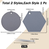 2Pcs 2 Style Honeycomb Pattern Silicone Hot Pads, for Hot Dishes, Heat Resistant Heat Insulation Pad, Kitchen Tool, with 1PC Iron Beading Tweezers, Gray, 175~180x155~175x6mm, Hole: 11~12mm