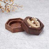 Hexagon Wooden Finger Ring Boxes, Wedding Rings Gift Case with Magnetic Clasps, for Wedding Valentine's Day, Coconut Brown, 5x5.6x2.85cm