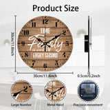 MDF Printed Wall Clock, for Home Living Room Bedroom Decoration, Flat Round, Word, 300mm