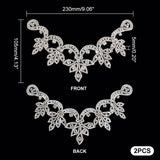 Hotfix Rhinestone Appliques, Flower & Leaf Glass Rhinestone Shoe Decorations, for DIY Crystal Shoes, Bridal Shoes, Silver, 230x105x5mm