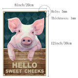 Rectangle Metal Iron Sign Poster, for Home Wall Decoration, Pig Pattern, 300x200x0.5mm