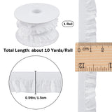 10 Yards Flat Chinlon Elastic Cord Trim, Pleated Trimming Elastic Cord for Jewelry Making, Garment Accessories, White, 5/8 inch(15mm)