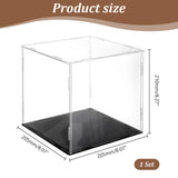 Square Transparent Acrylic Minifigure Collections Display Case with Black Base, for Action Figures, Building Block Storage, Clear, 20.5x20.5x21cm