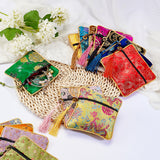 14Pcs 14 Colors Chinese Brocade Tassel Zipper Jewelry Bag Gift Pouch, Square, Mixed Color, 11.5x11.5cm, 1pc/color