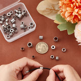 54Pcs 9 Style 201 & 304 Stainless Steel Beads, Large Hole Beads, Column & Rondelle, Stainless Steel Color, 6~10x4~8mm, Hole: 4~7mm, 6pcs/style