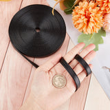 Flat PU Imitation Leather Cord, for Bag Decor, Black, 10x2~2.5mm