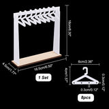 1 Set Opaque Acrylic with Wood Earring Display Stands, Clothes Hanger Shaped Earring Organizer Holder with 8Pcs White Hangers, White, Finish Product: 16.5x4.5x16cm