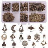 Alloy Chandelier Components Links, Mixed Shapes, Antique Bronze, 135x70x30mm, 64pcs/box