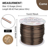 Round Aluminum Wire, Camel, 12 Gauge, 2mm, about 30m/roll