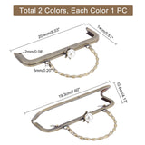 2Pcs 2 Colors Alloy Purse Frames, with Imitation Bamboo Stick Handle & ABS Plastic Pearl Beads, for Knitting Bags, Mixed Color, 20.4x14cm, 1pc/color