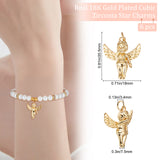 Angel Brass Pendants, with Jump Rings, Cadmium Free & Nickel Free & Lead Free, Real 18K Gold Plated, 20.5x18x7.5mm, Hole: 3.4mm, about 6pcs/box