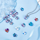 80Pcs 8 Style Electroplate Glass Charms, Faceted, Star & Heart, Mixed Color, 13~14x13.5~14x7~7.5mm, Hole: 1.2mm, 10pcs/style