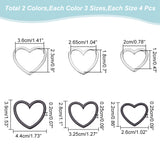 24Pcs 6 Style Alloy Linking Rings, Heart, Mixed Color, 22~39x26~44x2~2.5mm, Inner Diameter: 12~23x20~36mm, 4pcs/style