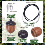 DIY Acorn Locket Necklace Making Kit, Including Wooden Box Pendant, Imitation Leather Cord, 304 Stainless Steel Snap on Bails, Camel, 18Pcs/bag, Pendant: 31x22mm, Hole: 1.4mm