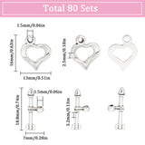 80 Sets Tibetan Style Alloy Toggle Clasps, Heart, Antique Silver, 18x8mm, Hole: 1.5mm