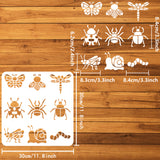 PET Hollow Out Drawing Painting Stencils, for DIY Scrapbook, Photo Album, Insects, 30x30cm