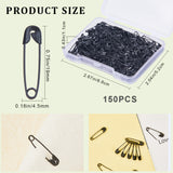 Iron Safety Pins, Black, 19x4.5x2mm, 150pcs/box
