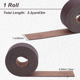 PU Leather Fabric, for Shoes Bag Sewing Patchwork DIY Craft Appliques, Coconut Brown, 2.5x0.13cm, 2m/roll