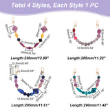 4Pcs 4 Style Resin Imitation Gemstone Beaded Bag Handles, with Alloy Swivel Clasp, Mixed Color, 28.5~33cm, 1pc/style
