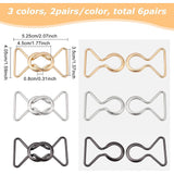 6Pairs 3 Colors Zinc Alloy Clasps, Cadmium Free & Lead Free, 8 Shape, Mixed Color, 52.5x40.5x8mm, 2pairs/color