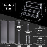 4-Tier Assembled Transparent Acrylic Organizer Display Risers, for Action Figures, Cosmetic, Favor Goods Storage, Clear, Finish Product: 30x30.4x20cm