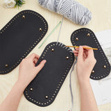 3Pcs 3 Style Oval PU Leather Knitting Crochet Bags Nail Bottom Shaper Pad, with Alloy Nail, for Bag Bottom Accessories, Black, 22~30x10~15x0.36cm, Hole: 5mm, 1pc/style